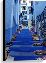 WallClassics - Canvas - Kunst op Straat - Marokko - 40x60 cm Foto op Canvas Schilderij (Wanddecoratie op Canvas)