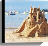 WallClassics - Toile - Zandkasteel sur la plage - 30x30 cm Tableau sur toile (Décoration murale sur toile)
