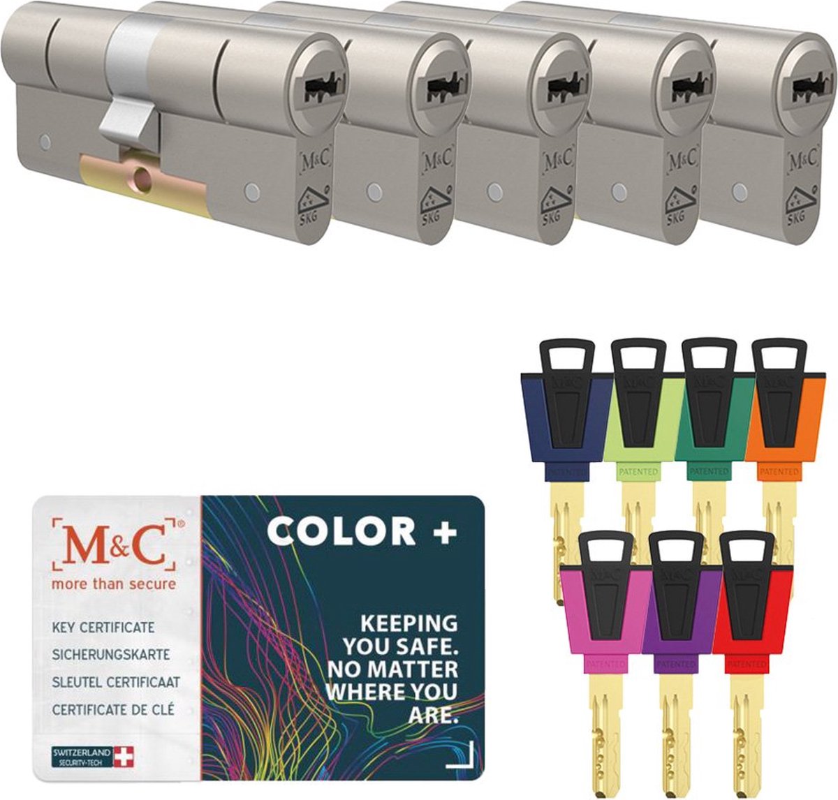 M&C Color+ SKG*** cilinderslot gelijksluitende set van 5