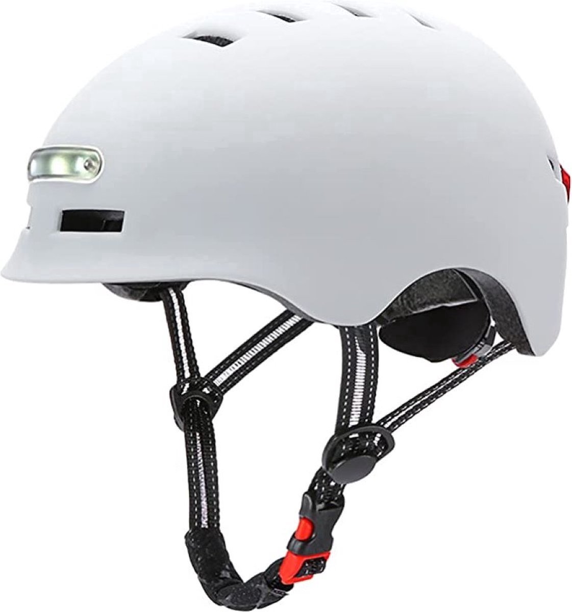 Fietshelm-Met voor- en achterlicht-Skatehelm -Maat-M-54 tot 57cm-Helm Wit - LED Verlichting-Fietshelmen