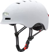 Fietshelm voor volwassenen met LED-verlichting-Met voor- en achterlicht-Skatehelm -Maat-M-54 tot 58 cm-Helm Wit -