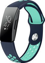 iMoshion Bandje Geschikt voor Fitbit Inspire / Mintgroen - iMoshion Siliconen sport band ronde drukknoop zonder pinnetje - Donkerblauw