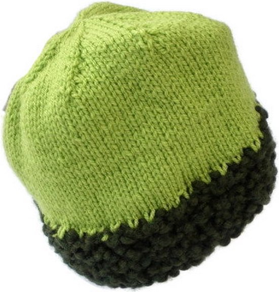 Groene gebreide muts. Handgemaakte limegroene beanie, gebreid hoofddeksel, handgebreide muts, beanie unisex, wollen muts dames, beanie heren