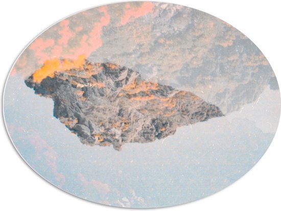 WallClassics - Feuille de Mousse PVC Ovale - Berg Réfléchissante - 80x60 cm Photo sur Ovale (Avec Système d'accrochage)