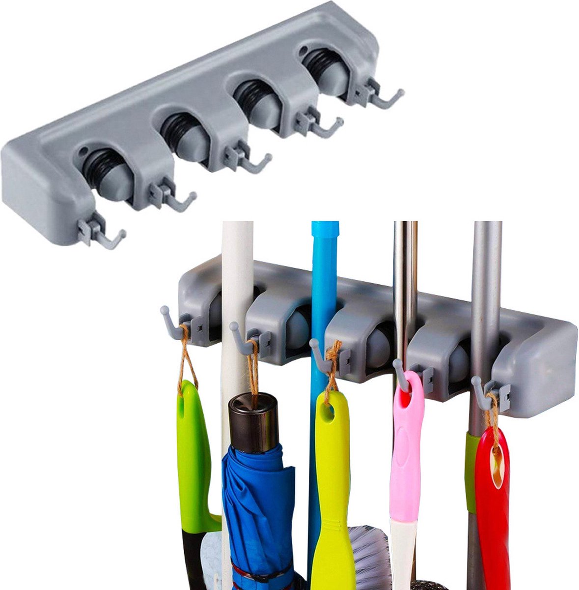Goedkoopste Bezemhouder - Bezem ophangsysteem - Bezemhanger - Tuingereedschap ophangsysteem - Bezemhouder ophangsysteem - Borstel Ophangsysteem - Ophangsysteem - Inklapbare haken