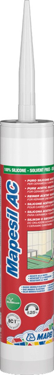Mapei Mapesil AC Siliconenkit - Voor Afdichten Van Voegen - Kleur 100 Wit - 310 ml