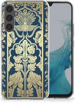 Back Cover Siliconen Hoesje Geschikt voor Samsung Galaxy A34 Hoesje Customize Beige Flowers