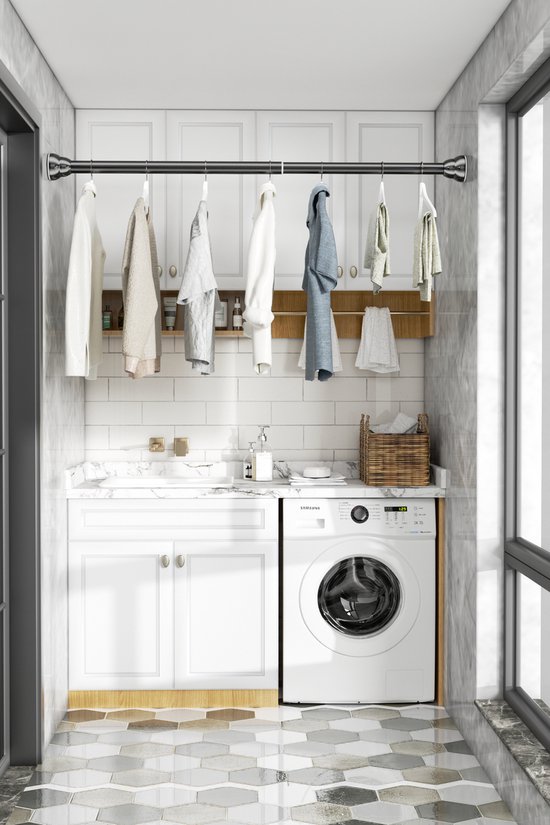 PLAY IT Tringle à Rideau Extensible - 167-300cm - Tringle à Rideau - Tringle à Rideau Auto-Adhésive - Zwart