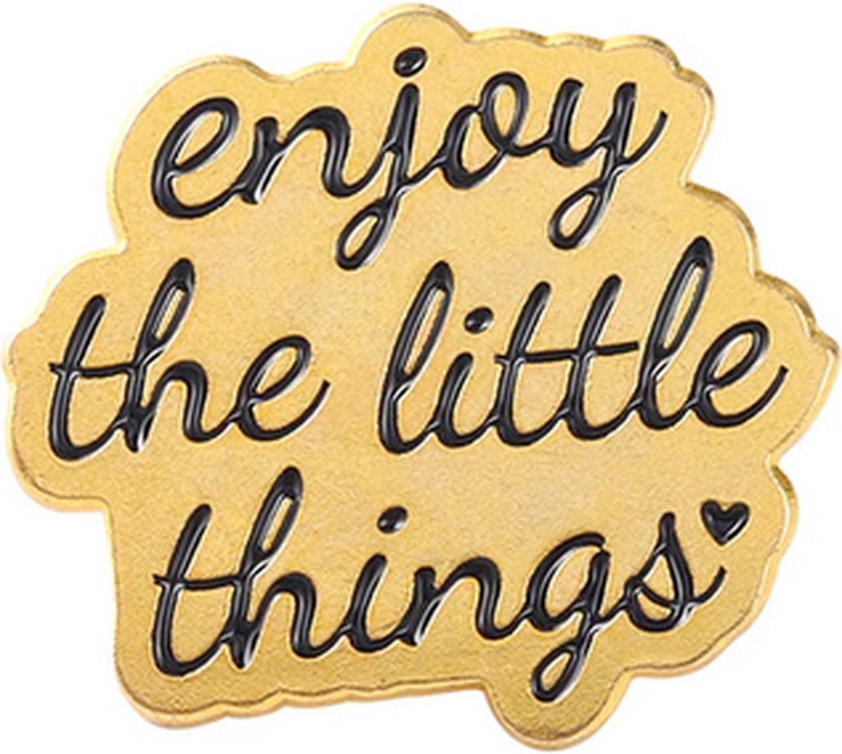 Pin ''Enjoy the little things'' genieten, klein, goud, broche, kledingspeld