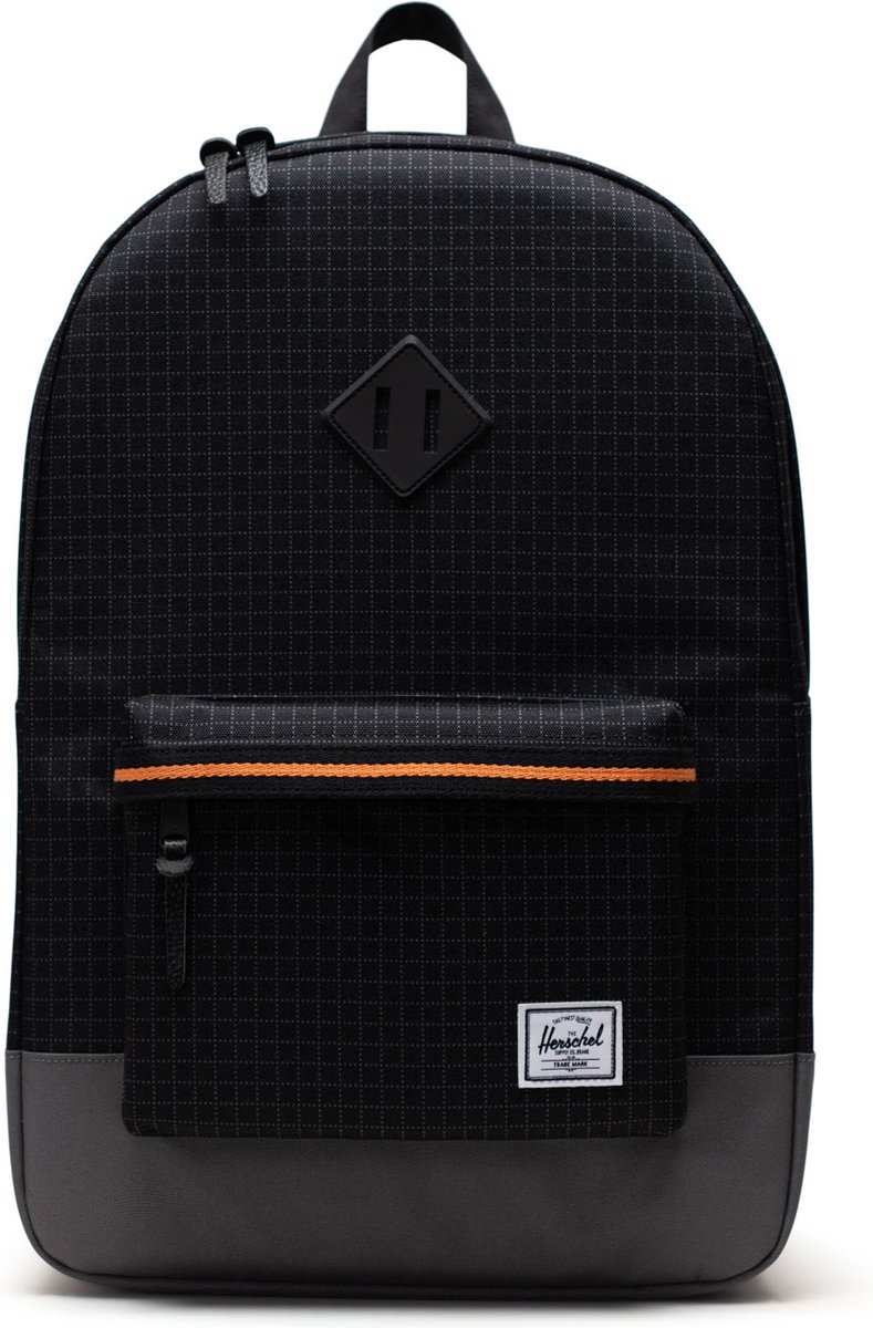 Heritage - Black Grid/Gargoyle/Sun Orange / Rugzak - schooltas - laptoptas / 15" Laptopvak - 21.5L opbergruimte / Beperkte Levenslange Garantie / Zwart & multi