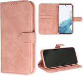 Casemania Hoesje Geschikt voor Samsung Galaxy S23 Pale Pink - Luxe Kunstlederen Portemonnee Book Case