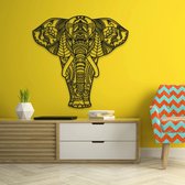 Prachtige handgemaakte olifant voor aan de muur! 100x100cm Zwart