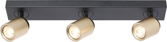 Moderne plafondspot Razza | 3 lichts | goud / zwart | metaal | 54 x 8 cm | hal / woonkamer / eetkamer lamp | modern / strak design