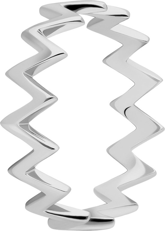 Lucardi – Zilveren ring zig-zag rhodiumplated