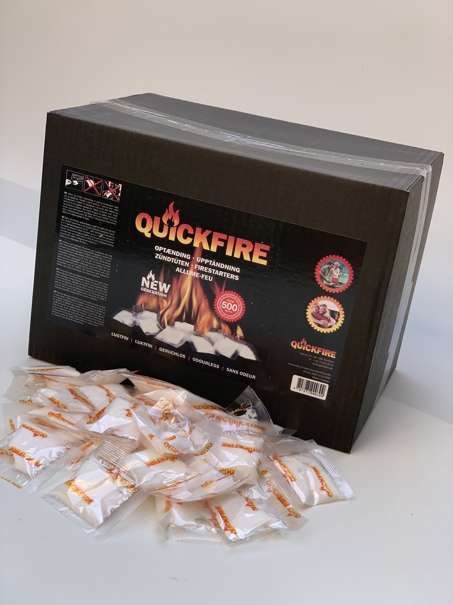 Quickfire - Burner - aanmaakzakjes - 500 stuks - aanmaakblokjes - houtkachel