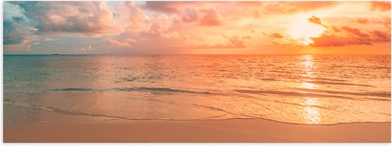 Poster (Mat) - Oceaan met Prachtige Zonsondergang en Brede Horizon - 150x50 cm Foto op Posterpapier met een Matte look