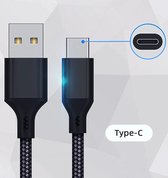 BrightNerd - USB-C Data- en Laadkabel - 3.0A Snellader Kabel - 1 Meter - Fast en Quick Charge Oplaadkabel - Type C Naar USB-A - Oplaadsnoer Telefoon - Laptop - Gevlochten Nylon - Zwart