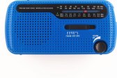 Noodradio solar en opwindbaar – Inclusief Headphone functie - Zaklamp - SOS alarm - Kunststof – Blauw