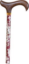 Garcia 1880 - aluminium wandelstok met houten derby handvat - in hoogte verstelbaar van 75 cm tot 100 cm - bordeaux bloemenmotief