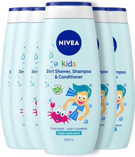 NIVEA Kids 3 In 1 Douchegel Shampoo Conditioner Appelgeur 6 X nivea-kids-3-in-1-douchegel-shampoo-conditioner-appelgeur-6-x