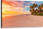 Canvas - Tropisch Eiland in de Zomer met Mooie Overlopende Kleuren in de Lucht - 120x80 cm Foto op Canvas Schilderij (Wanddecoratie op Canvas)