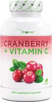 Cranberry (Veenbes) + Vitamine C - 240 Capsules - Premium: Hooggedoseerd met 25:1 extract (gelijk aan 25.000 mg cranberry's per dagelijkse portie) - 6% Proanthocyanidinen (PAC) - Veganistisch - Vit4ever