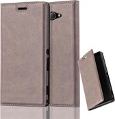 Cadorabo Hoesje voor Sony Xperia M2 / M2 AQUA in KOFFIE BRUIN - Beschermhoes met magnetische sluiting, standfunctie en kaartvakje Book Case Cover Etui