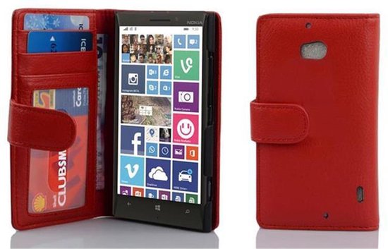 Étui Cadorabo pour Nokia Lumia 929 / 930 en INFERNO RED - Étui de protection avec fermeture magnétique et 3 emplacements pour cartes Book Case Cover Etui