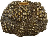 Herfst Artikelen - Kandelaar Polyresin Irregular Gold Washed Pinecone - 13x13,5x8cm