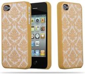 Cadorabo Hoesje geschikt voor Apple iPhone 4 / 4S in GOUD - Hard Case Cover Beschermhoes in gebloemd paisley henna design tegen krassen en stoten