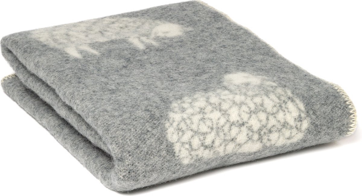 WOOOL® Wollen Kinderdeken - SHEEP Mima (Grijs) - 130x90 - Ledikant