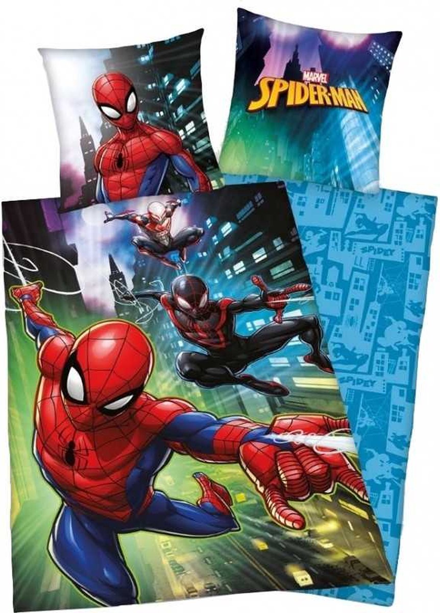 Spiderman Dubbelzijdig Dekbed Building - 140 cm x 200 cm - Marvel Spider-Man Dekbedovertrek