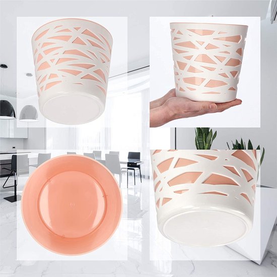 KADAX Pot de Fleur Pot Décoratif Rond en Plastique Pot Décoratif Pot de Fleurs pour Plantes de Balcon Pot de Fleur d'intérieur Pot de Fleur Léger Pot de Fleur Moderne (17 cm, Couleurs Pêche)