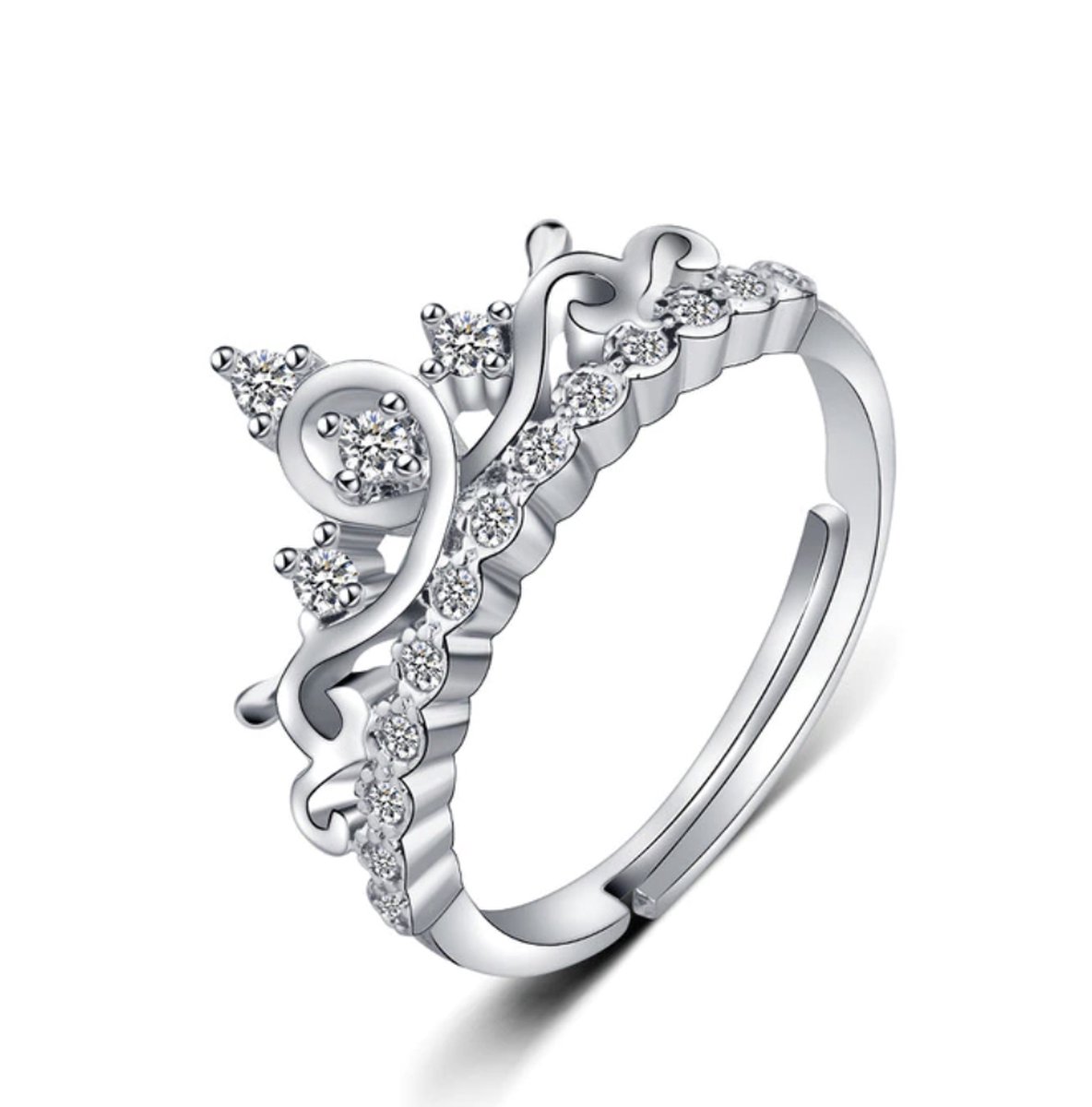 Ring dames | zilveren dames ring | 925 zilver plated | kroon ring | statement ring | one size ring| verstelbare ring | cadeau voor vrouw | vriendschapsring | liefdescadeau voor haar | black friday 2023 | sinterklaas | kerstcadeau voor vrouw