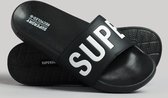 Superdry Code Core Vegan Pool Slide Heren Slippers - Zwart/Wit - Maat 44/45