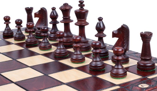 Thumbnail van een extra afbeelding van het spel Chess the Game - Middelgroot beuken en berkenhouten schaakbord met klassieke schaakstukken - Bestseller!!
