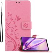 Cadorabo Hoesje geschikt voor Samsung Galaxy A50 4G / A50s / A30s in BLOEMEN ROZE - Beschermhoes in bloemmotief met magnetische sluiting, standfunctie en kaartsleuven Book Case Cover Etui