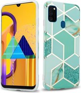 Cadorabo Hoesje geschikt voor Huawei P20 LITE 2018 / NOVA 3E in Groen Lichtgroen Goud Marmer No. 3 - Beschermhoes gemaakt van TPU siliconen Case Cover met mozaïek motief