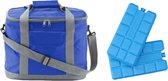 Koeltas van 25 x 20 x 35 cm blauw/grijs met 6x stuks koelelementen - 17 liter inhoud - Koeltassen compleet