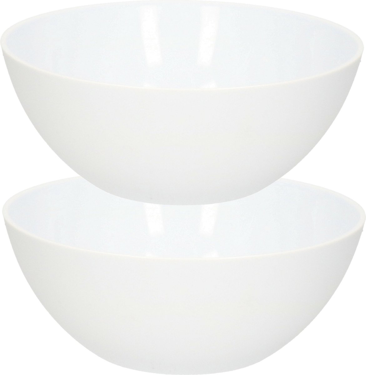 Plasticforte Serveerschaal/saladeschaal - 2x - - D20 x H8 cm - kunststof - wit