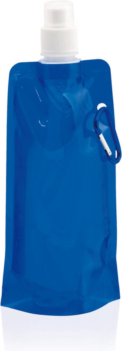 Waterfles met haakje - Waterzak - Opvouwbaar - 450ml - Blauw