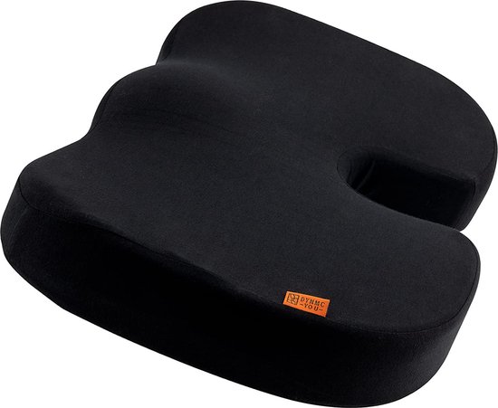 Coussin Ergonomique Chaise Bureau - Coussin Coccyx pour Une Assise Confortable - Parfait pour Le Dos, Le Coccyx - Coussins pour siège et Dossier en Mousse à mémoire (Zwart, Ergonomisch vierkant