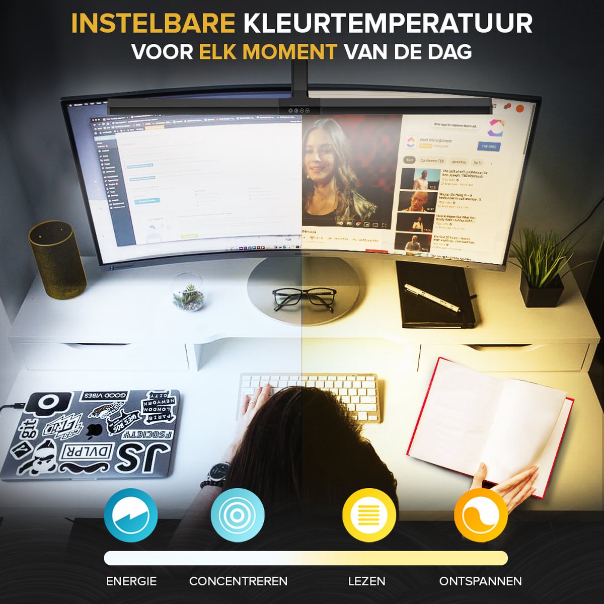 Realight Bureaulamp – 80cm LED Daglicht Dimbaar thumbnail 6
