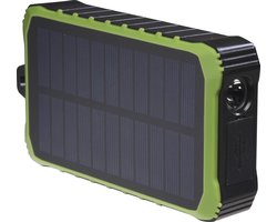 Denver Solar Powerbank 10.000 mAh - Zonneenergie - Noodpakket - Incl. Zaklamp - PSO10012 - Zwart/Groen