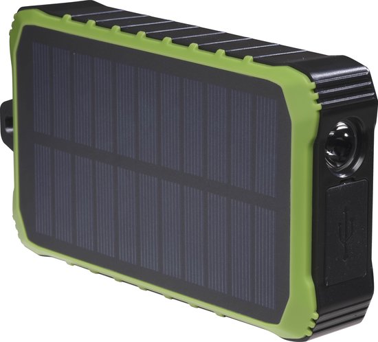 solar powerbank met zaklamp en dynamo
