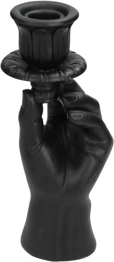 Kandelaren - Candle Stick Hand Polyresin Black 8.5x7.5x20cm