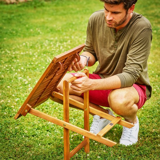 Casaria Bijzettafel - Acacia Hout 46x46x46cm Inklapbaar - Bruin