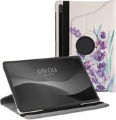 kwmobile hoes geschikt voor Samsung Galaxy Tab S7 Plus / Tab S7 FE - 360 graden tablethoes - Lavendelbloemen design - paars / turquoise / paars