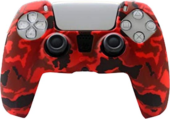 ps5 controller skin - Geschikt voor PlayStation5 Silicone controller cover - camouflage rood