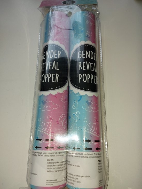 Gender reveal popper set van 2, Geslacht bekend maken van een jongetje